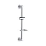 Ibergrif M20802-1 Shower Riser Rail, Nail-Free Shower Slide Bar with Shower Head Holder and Soap Dish, Adjustable Shower Height Bracket for Bathroom,Silver