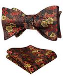 HISDERN Men's Floral Jacquard Woven Self Bow Tie Set One Size Orange/Yellow/Black