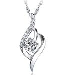 925 Sterling Silver Statement Crystal Pendant Necklace for Women Fashion Jewelry Accessories