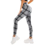 SINOPHANT High Waisted Leggings for Women - Full Length & Capri Buttery Soft Yoga Pants for Workout Athletic(Black White Plaid,S-M)