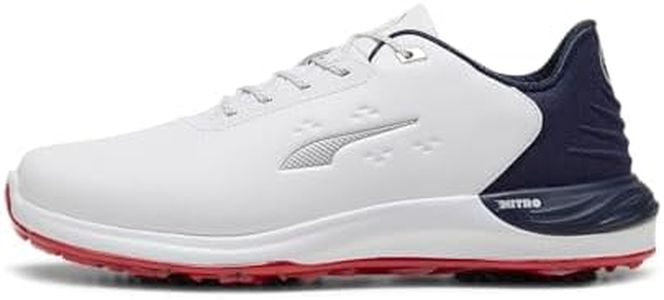 PUMA GOLF Men's Phantomcat Nitro Sneaker, Puma White-deep Navy-for All Time Red, 9