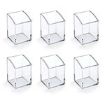 OSCO Clear Acrylic Square Pen Pot | 6 Pack | Pencil Holder | Desk Tidy | Office Organiser | Makeup Storage | Cosmetics Display | H10 x W7 x D7 cm |