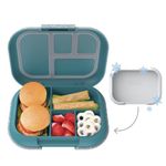 Bentgo® Kids Chill Lunch Box - Confetti Designed Leak-Proof Bento Box & Removable Ice Pack - 4 Compartments, Microwave & Dishwasher Safe, Patented, 2-Year Warranty (Confetti Edition - Truly Teal)