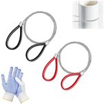 SHAOKAOLU 2pcs Stainless Steel Wire Saw with Gloves 31.5" Metal PVC Cable Saw Hand Pocket String Camping Hiking Emergency Outdoor Survival Rope Cutting Tools for Trees, Wood and ABS Plastic Pipes