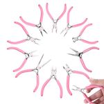 zhongko 10Pcs Jewellery Pliers Tools Set, Mini Pliers Set Jewelry Pliers DIY Handmade Crafts Set with Tweezers and Jump Ring Opener for Jewellery Making and Repairing