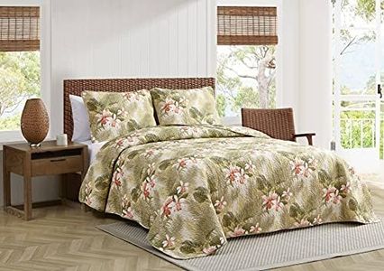 Tommy Bahama Topical Orchid Collection Quilt Set-100% Cotton, Reversible, Ideal for All Seasons, Pre-Washed for Added Softness, King, Green (Tropical Orchid Green, King)