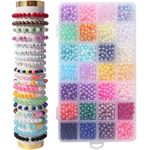 SUMLIVING Pearl Beads for Jewelry Making,28 Colores 560 Pieces Plastic Round Glass Pearls for DIY Crafts Bracelet Necklace (8MM-560PCS)