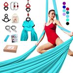 IONTACH Aerial Silks Yoga Swing Set Equipment - 9 Yards Aerial Yoga Hammock kit, Low-Stretch Fabrics for Beginner Dance, Full Accessories (Light Sky Blue)