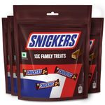 Snickers Family Treats Chocolate Pack | Loaded With Delicious & Nutritious Roasted Peanuts, Nougat, And Caramel | 13 Treats Inside | Nutty Mini Chocolates For Sharing | 156 Gram | Pack Of 4