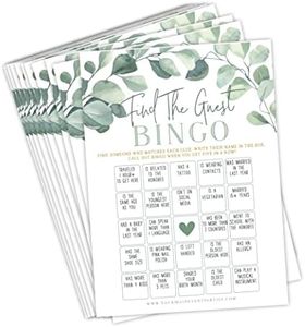 Your Main Event Prints Eucalyptus Floral Find The Guest Bingo Game for Bridal Shower, Baby Shower and Bachelorette Parties, 50 Game Cards Included