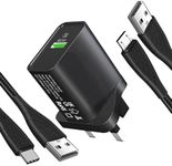 18W UK Charger Plug with Micro USB Cable and Type C Cable for Kindle Fire HD 7 8 10/8 Plus(2015 2016 2017 2018 2019 2020 2022),HD 10 Kids Edition Tablet,Paperwhite,Oasis,Fast Quick Charge 3.0 Adapter