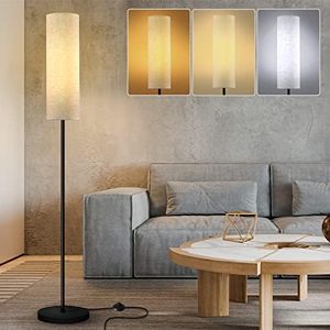 Fortand Lámpara de Pie, LED Lamparas de Pie Para Salon 12W E27 Temperatura de 3 Colores 2700k-6500k Regulable Lampara de Pie LED Moderna Luz de Esquina con Pantalla de Tela & Interruptor de Pie, 175cm