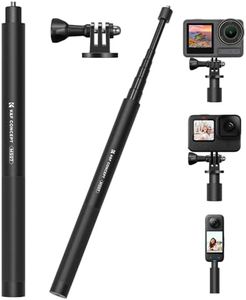K&F Concept Palo de Selfie Invisible 153cm, Palos Selfie de Insta360, Selfie Stick Extensible de Aluminio con Adaptador Gopro Compatible con GoPro Insta360 dji Osmo Action