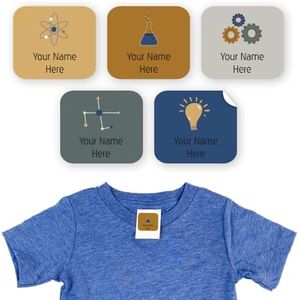 Personalized Clothing Labels for Kids - 40 Custom Name Stickers - Waterproof & Laundry Safe for Daycare, School or Camp - Use on Clothes, Jackets, Backpacks - InchBug TagPals (Science Fair)