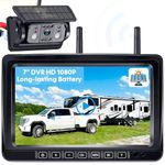 Wireless RV Backup Camera 7-inch for Trailer: Easy Setup Solar RV Rear View Camera with Recording - 4 Channels Strong Magnetic HD 1080P Long-Battery Life for Camper, Fifth Wheel