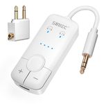 SUNITEC Airplane Bluetooth 5.3 Adapter, Airfly Dual connection Airplane Headphone Adaptor, Support aptX Low Latency, Bluetooth 3.5mm AUX Transmitter for TV, Travel,Airlink,Gym,Tablets,Airpods