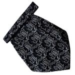 VOICI France Men's Paisley Design Cravat NeckTie Ascot for Tuxedo blazers Free Size Microfiber Fabric (Black Grey)