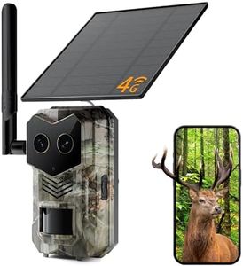 4G LTE Cellular Trail Camera with GPS, Live Streaming, Motion Detection, Solar Powered, Dual Lens, No-Glow IR, Color Night Vision, IP65 Waterproof, Game Camera for Deer Hunting & Wildlife Monitoring