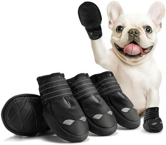 AOKOWN Dog Shoes, Large Dog Boots & Paw Protectors for Winter, Snow, Dog Shoes for Hot Pavement, Outdoor Walking Dog Booties Indoor Hard Floors Anti Slip Sole Boots 4Pcs Black Size 2
