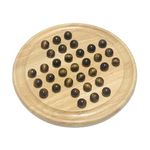 WOWME Solitaire Board Game 8.8 inch Round Wooden Game Board with Wooden Ball for Kids and Adult 6 Years and up