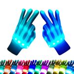 COLEDRE LED Gloves 12 Colors Girls Boys Toys Age 8-12 Years Old Light Up Gloves for Kids Teens and Adults Cool Fun Gifts Toys for Halloween Christmas Valentines Easter Birthday Parties (M)