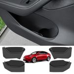 KUNIST 4PCS Door Side Storage Box for Tesla Model Y Door Protector Accessories 2021-2024 Upgraded Silicone Door Organizer Front and Rear Door Slot Pockets, Black