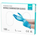 EUROPAPA® 100 x Nitrile Gloves Box Disposable Gloves, Examination Gloves, Powder-Free, Latex-Free, Non-Sterile, Latex-Free, Disposable Gloves (L, Blue)