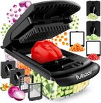 Fullstar Vegetable Chopper - Spiralizer Vegetable Slicer - Onion Chopper with Container - Pro Food Chopper - Black Slicer Dicer Cutter - 4 Blades