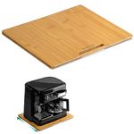 ANBOXIT Appliance Sliding Tray for Coffee Maker, Bamboo Small Appliance Slider for Countertop, Kitchen Pull Out Tray for Coffee Maker, with Rubber Wheels, Wide - Large (13"D x 16"W)