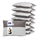 GADDA CO Hollow Sleeping Fiber Pillow with Zip | Set of 8| Height Adjustable Sleeping Bed Pillow, Soft and Fluffy | White and Grey, Standard Size with 3 Months Warranty