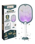 Weird Wolf 2 in 1 UV Light Electric Fly Swatter Mosquito Racket Bat with Base Stand, Lithium Battery, USB Charging, 6 Months Warranty, Green White