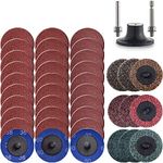 Tshya Quick Change Disc, 40 Pack 2 inch Sanding Discs, with 1/4 Inch Roll Lock Disc Pad Holder for Die Grinder, A/O 36/60/80 Grit, Nonwoven CRS MED Fine, for Surface Preparation/Conditioning(Mix Nylon)