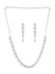 ZAVERI PEARLS Silver Tone Austrian Diamonds Studded Contemporary Necklace Set For Women-ZPFK8940