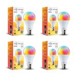 wipro B22D 12.5W Wi-Fi Smart LED Bulb with Music Sync for Amazon Alexa & Google Assistant (Pack of 4, Multicolor)