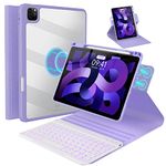 Keyboard Case For iPad Air 11-inch M2 2024/Ipad pro 11/10.9 Inch Air 5th 2022/4th 2020 Case with Keyboard -7 Backlit, 360 Degree Folio Rotatable Magnetic Detachable Cover with Pencil Holder (Purple)