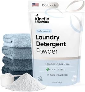 Kinetic Essentials Natural Plant-Based Enzyme Laundry Detergent – Powder Laundry Detergent for Hard & Cold Water Washing – Concentrated HE Compatible Odor Remover for Clothes – 150 Loads, Unscented