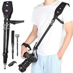 Lifuncren Camera Strap with Camera Wrist Strap Set, Quick Release Camera Shoulder Strap with Safety Tether and Quick Attach Plate, Adjustable Camera Neck Strap for DSLR SLR Camera (Black)