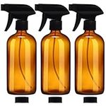 Belle Vous 3 Pack Empty Refillable Amber Glass Spray/Mist Bottles - 500ml/17.6oz Durable Trigger Sprayer Bottle Container Set - 2 Stream Settings for Cleaning Products, Aromatherapy & Essential Oils