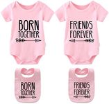 YSCULBUTOL Baby Twins Clothes Best Friends Forever Baby Bodysuit Set Friends Inspired Matching Twins Outfits - Pink - 0-3 Months