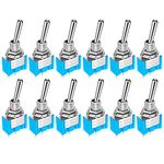 Gebildet 12pcs SPST Mini Toggle Switch, 2-Terminal 2-Position, Miniature ON/Off Switch, 6A/125VAC, 3A/250VAC, for DIY Car Dash Dashboard Electronic Equipment