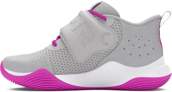 Under Armour Unisex Grade School Zone Basketball 2, (102) Halo Gray/Distant Gray/Vivid Magenta, 7, US