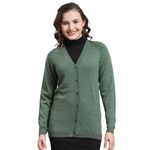 Monte Carlo Women's Pure Wool V-Neck Sweater (1230710VN-2428_Green Multi