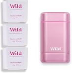 Wild Natural Deodorant for Women - Aluminium Free - Pink Case Starter Kit with 3 x Jasmine & Mandarin Refills (40g) - Vegan & Eco-Friendly - Long Lasting Protection - 100% Natural Ingredients