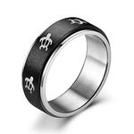 NRENG 8MM Stainless Steel Spinner Ring for Men Women Anxiety Relief Fidget Rings Band Animal Turtle Engraved, Metal, No Gemstone