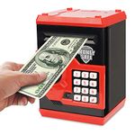 Revanom Electronic Piggy Bank, Mini ATM Password Money Bank Cash Coins Saving Box for Kids, Cartoon Safe Bank Box Perfect Toy Gifts for Boys Girls (Red)