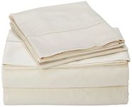 Charisma 310 Thread Count Classic Solid Cotton Sateen King Sheet Set in Almond Milk