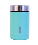 Décor Vacuum Insulated Food Flask, Stainless Steel Insulated Food Flask, Ideal for Coffee, Porridge, Soups, Leak-Proof, Durable & Reusable, Keeps Food Hot for 4 Hours & Cold 9 Hours, Turquoise 520ml