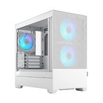 Fractal Design Pop Mini Air RGB White Core - Tempered Glass Clear Tint - Honeycomb Mesh Front – TG side panel - Three 120 mm Aspect 12 RGB fans included – mATX High Airflow PC Gaming Case