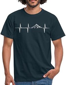 Spreadshirt Montagne Rythme Cardiaque Fréquence T-Shirt Homme, M, Marine