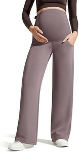 G4Free Maternity Pants Pregnancy Sweatpants Yoga Workout,Taupe,XS,Petite